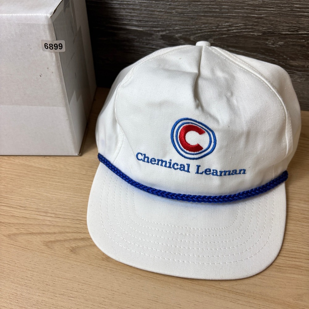 Vintage Chemical Leaman Hat Cap Strap Back White Trucker Adjustable - Picture 10 of 10